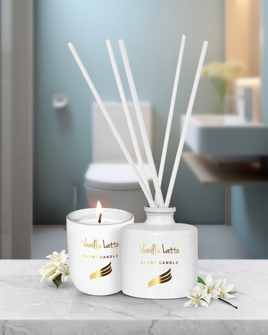 Crystal Collection – Vanilla Latte (Special Combo) | Reed Diffuser (100ml) & Scented Candle (150g)
