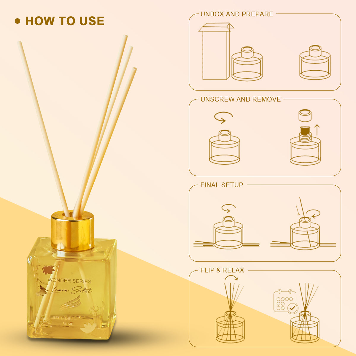 Lemon Sorbet Scented Reed Diffuser - Wonder Series (50ml)