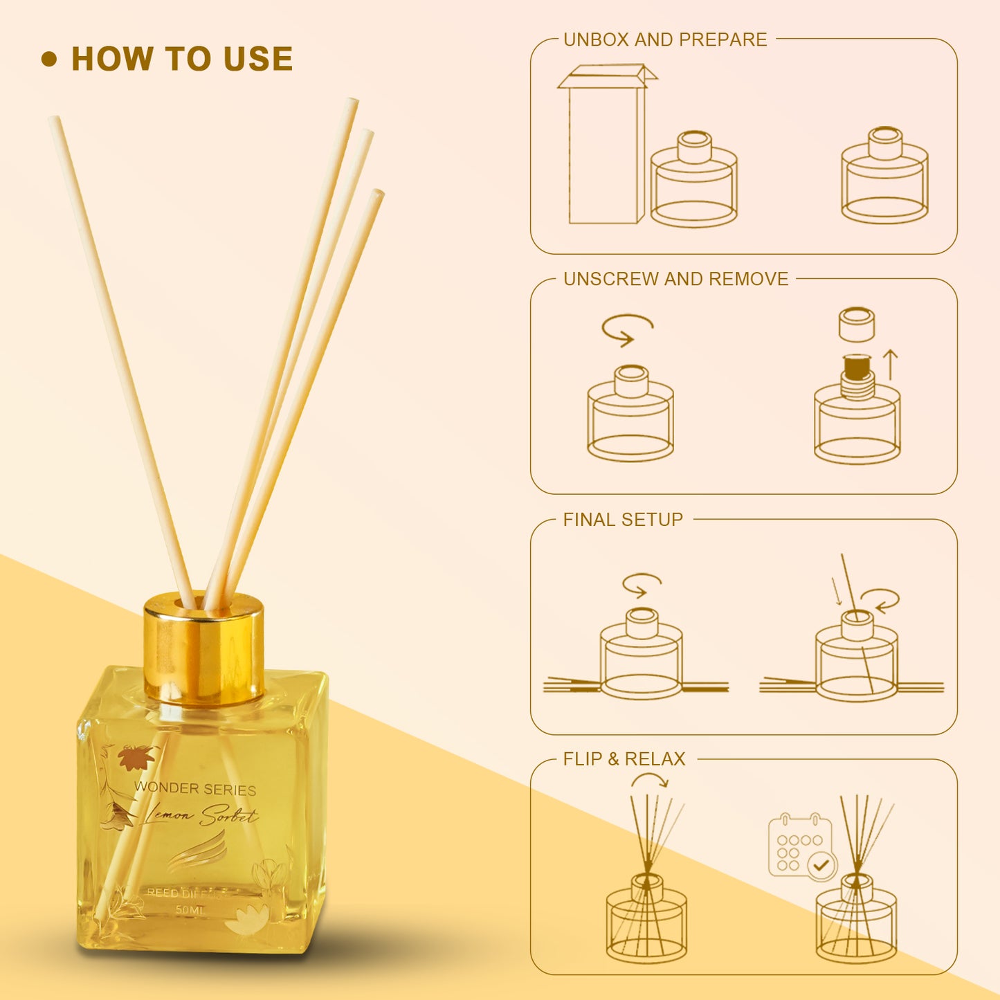 Lemon Sorbet Scented Reed Diffuser - Wonder Series (50ml)