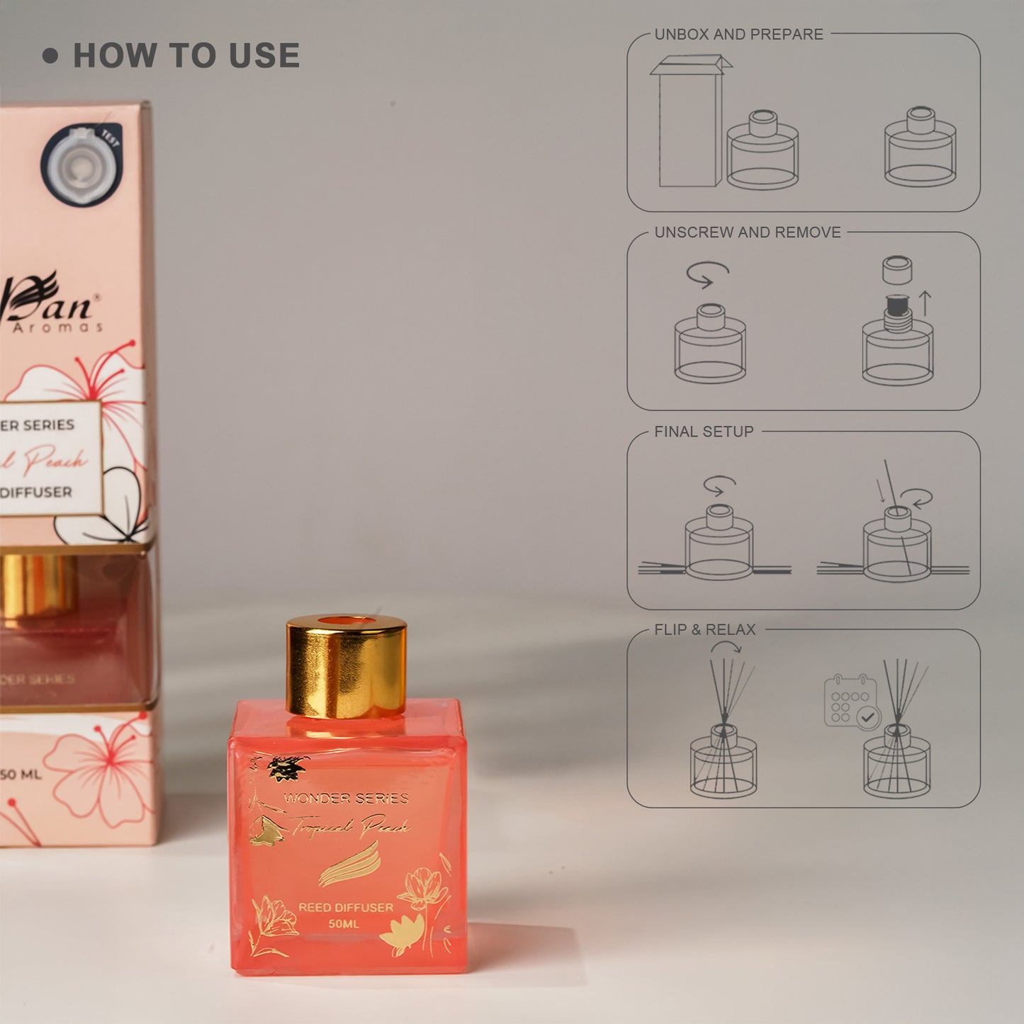 Wonder Series – Tropical Peach (Special Combo) | Reed Diffuser (50g) & Scented Candle (50g)