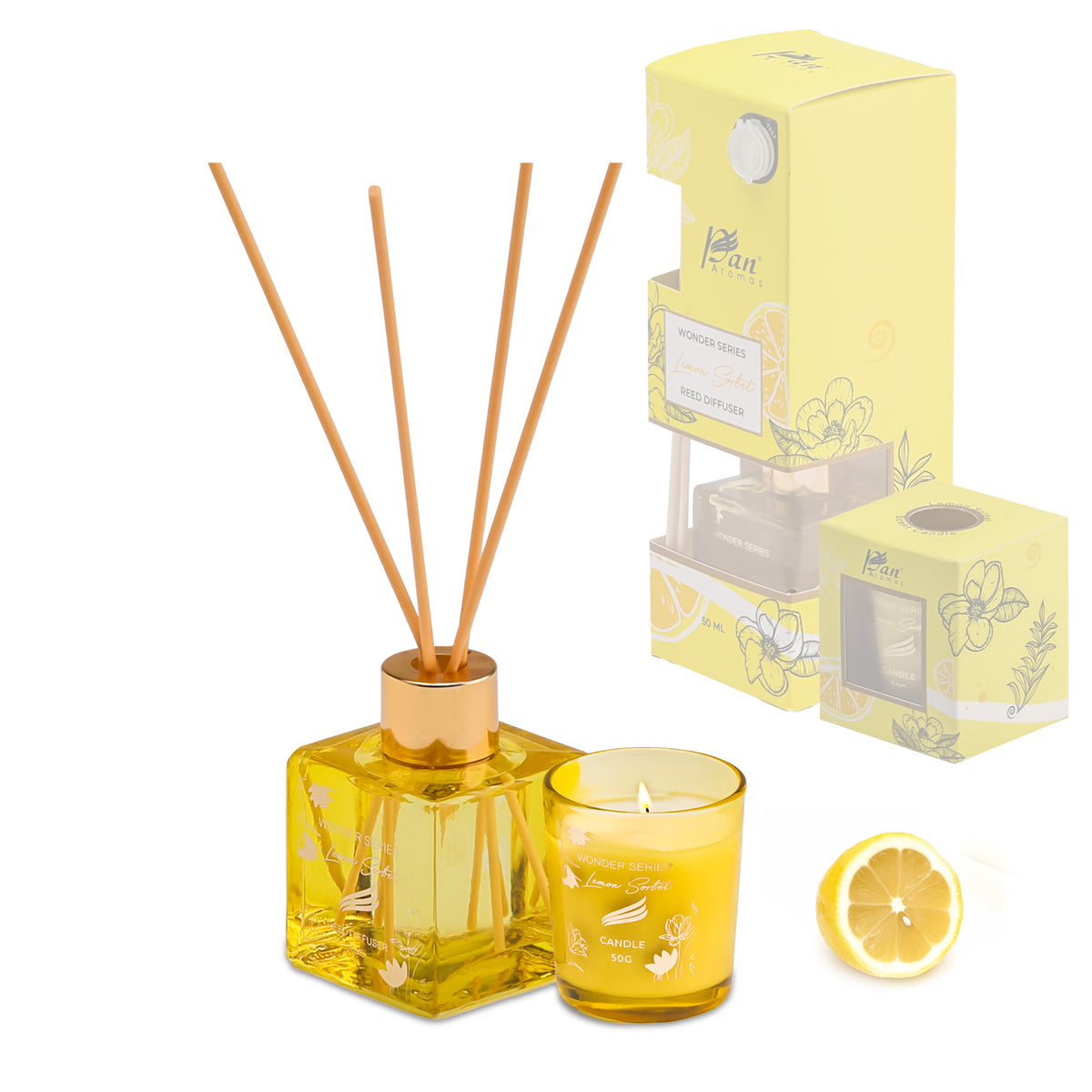 Wonder Series – Lemon Sorbet (Special Combo) | Reed Diffuser (50g) & Scented Candle (50g)