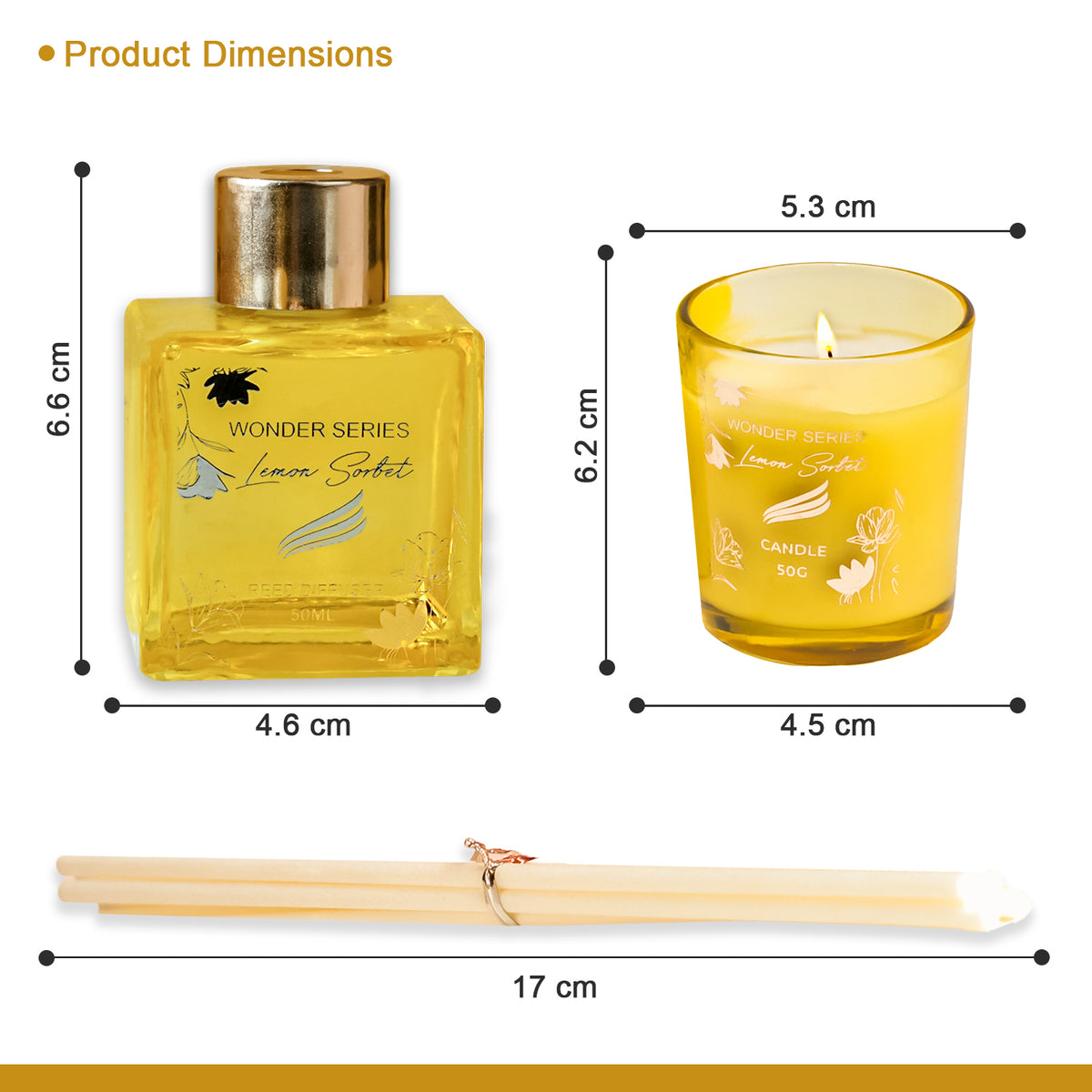 Wonder Series – Lemon Sorbet (Special Combo) | Reed Diffuser (50g) & Scented Candle (50g)