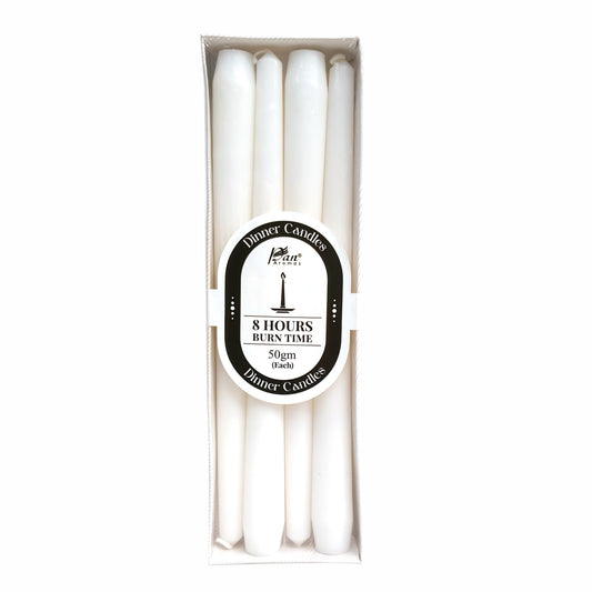 4 -Pack Unscented Dinner Candle - White