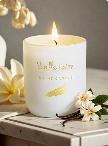 Vanilla Latte Scented Candle - Crystal Collection (150gms)