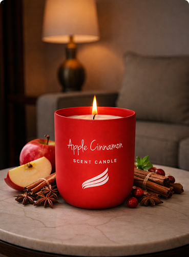 Apple & Cinnamon Scented Candle - Crystal Collection (150gms)