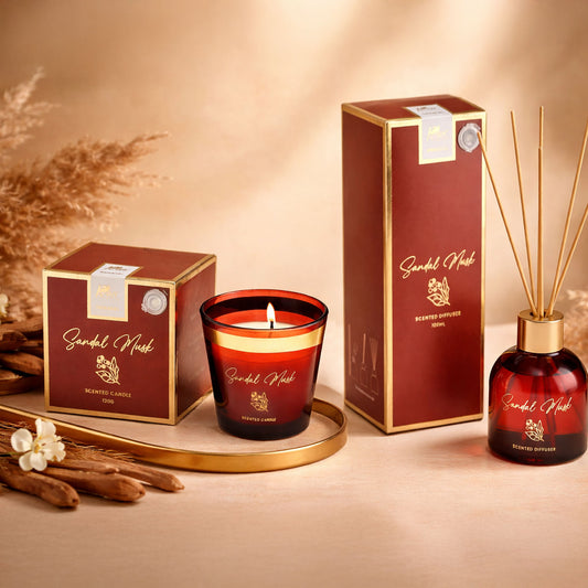Oriental Sandal Musk (Special Combo) Reed Diffuser (100ml) & Scented Candle (120g)